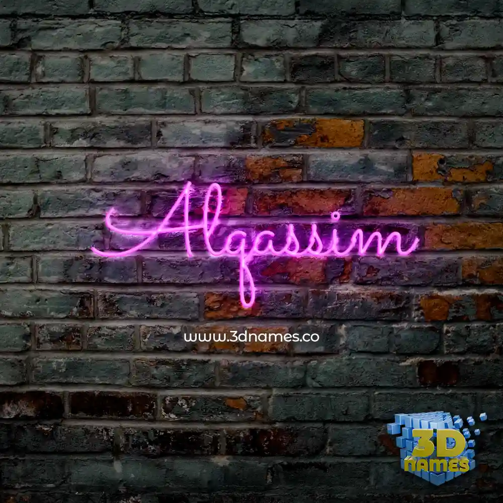 alqassim in Pink Neon style - 3D name wallpaper