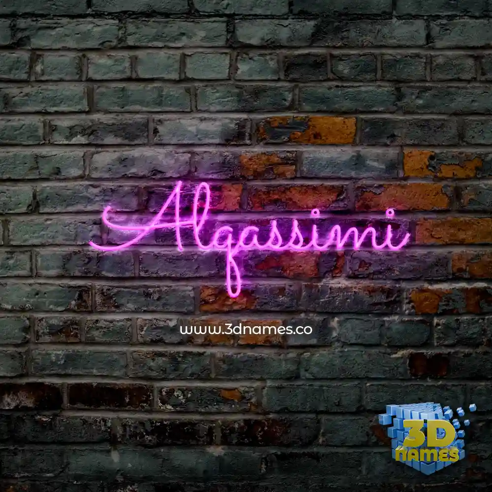 alqassimi in Pink Neon style - 3D name wallpaper