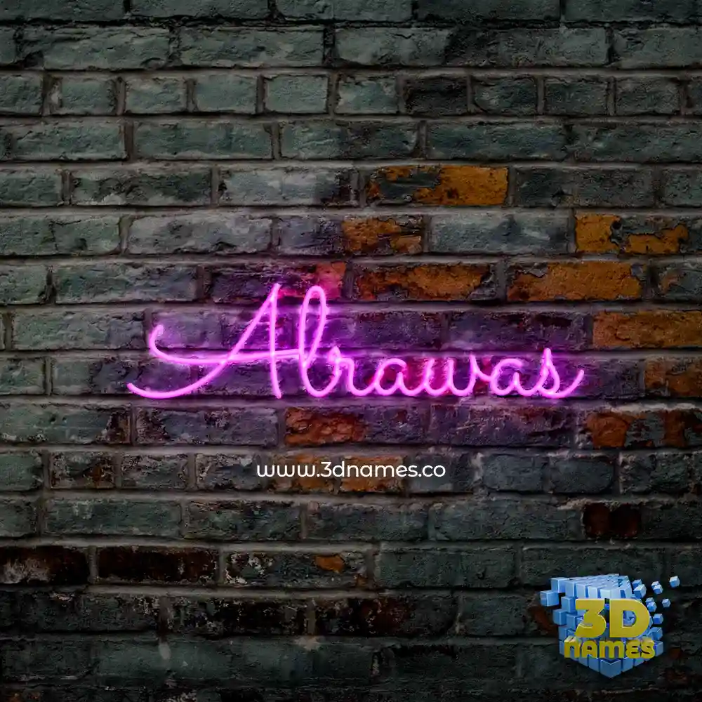 alrawas in Pink Neon style - 3D name wallpaper