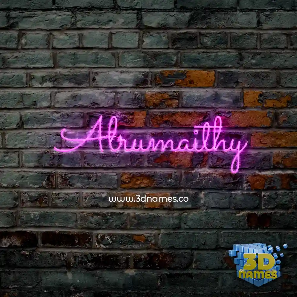alrumaithy in Pink Neon style - 3D name wallpaper