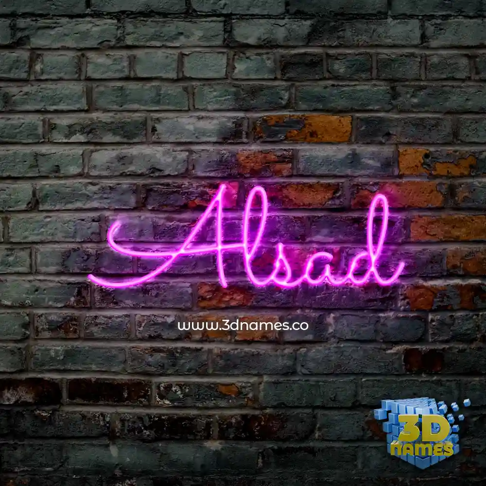 alsad in Pink Neon style - 3D name wallpaper