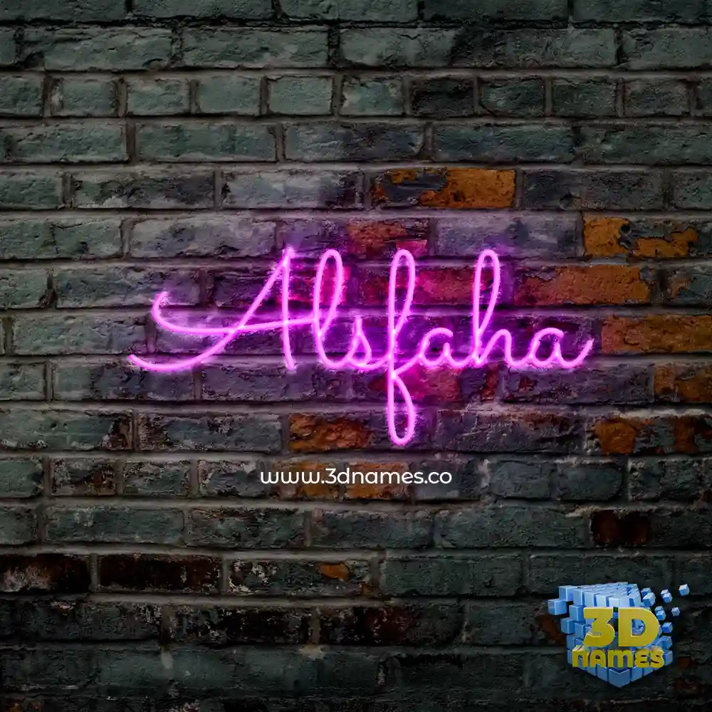 alsfaha in Pink Neon style - 3D name wallpaper