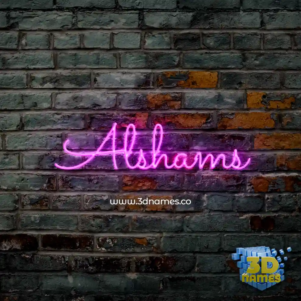 alshams in Pink Neon style - 3D name wallpaper