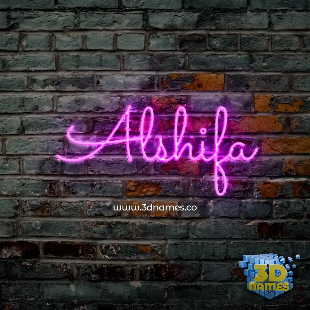 alshifa in Pink Neon style - 3D name wallpaper