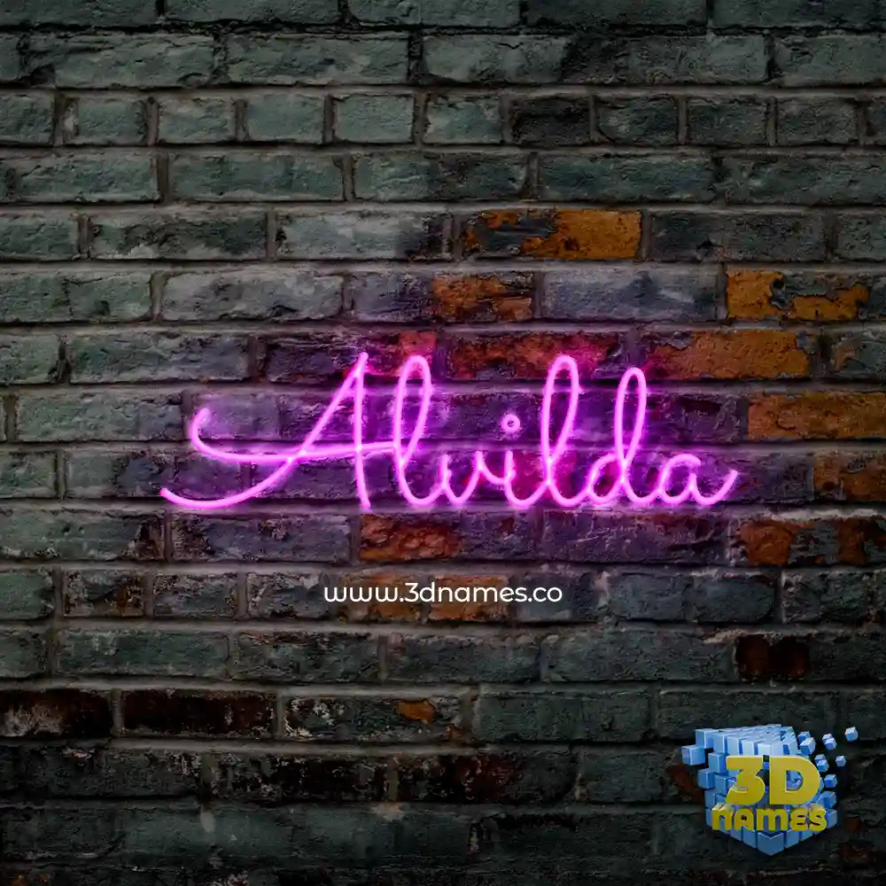 alvilda in Pink Neon style - 3D name wallpaper