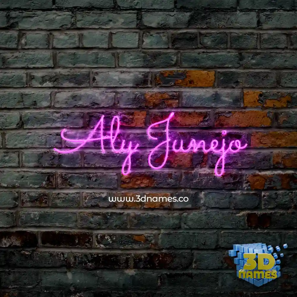aly junejo in Pink Neon style - 3D name wallpaper