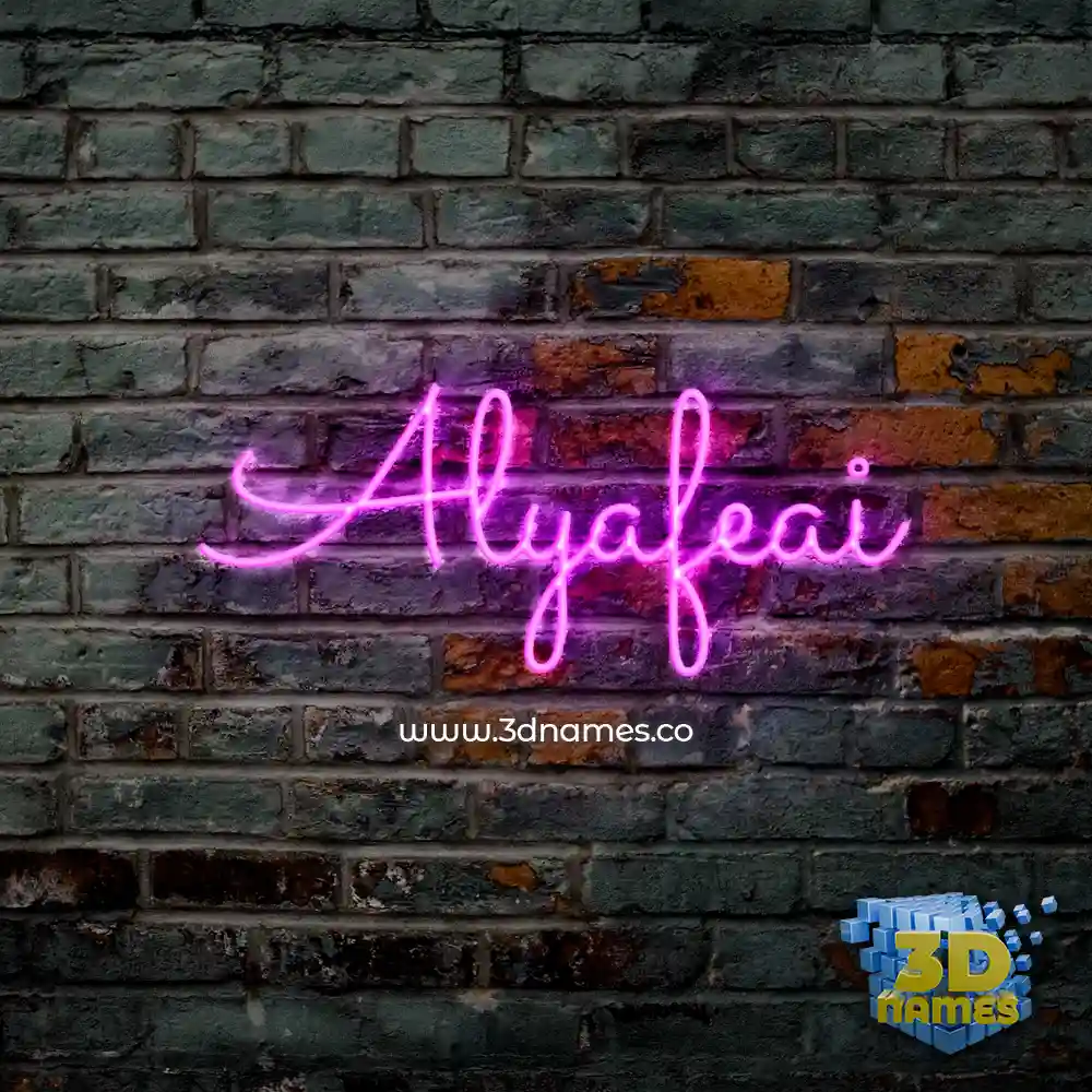 alyafeai in Pink Neon style - 3D name wallpaper