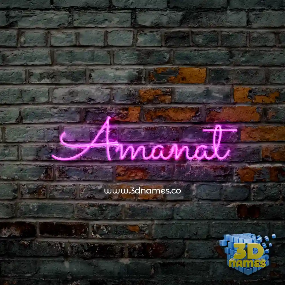 amanat in Pink Neon style - 3D name wallpaper