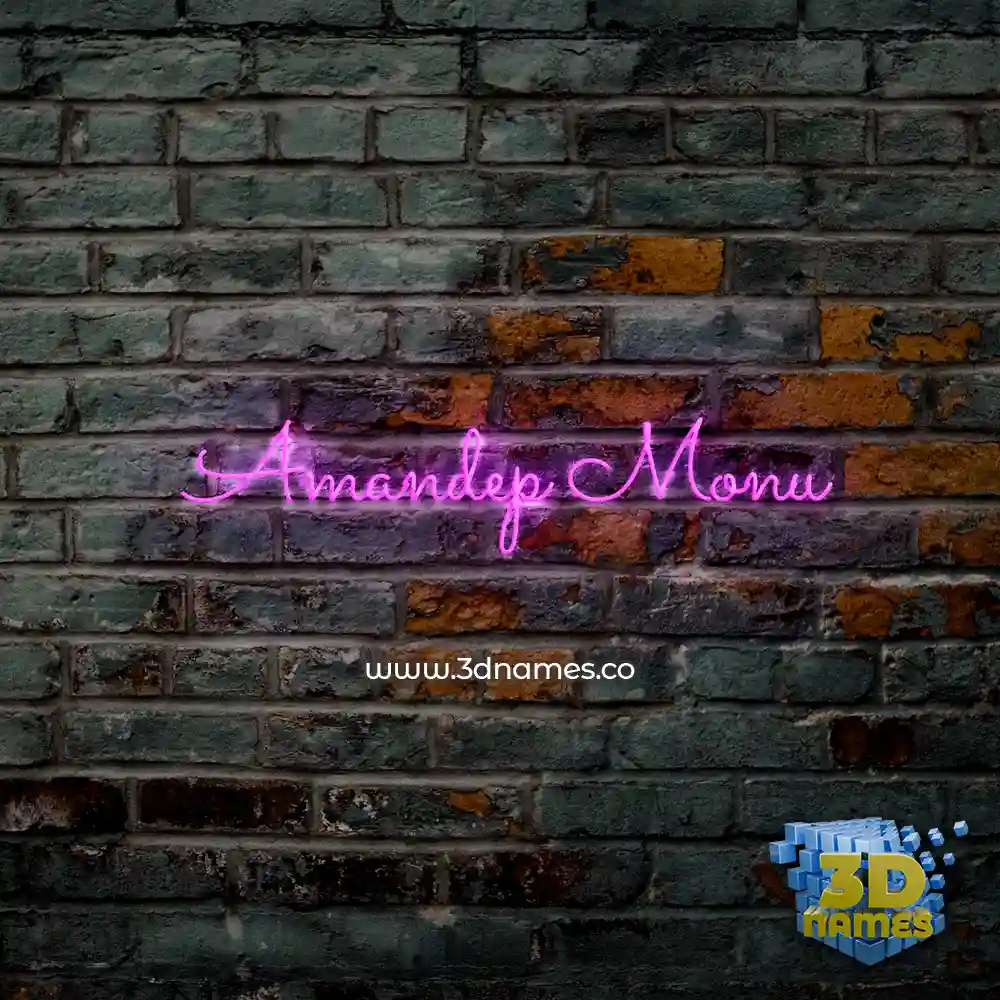 amandep monu in Pink Neon style - 3D name wallpaper