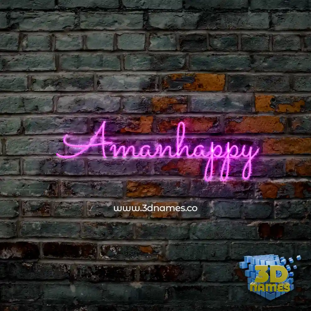 amanhappy in Pink Neon style - 3D name wallpaper