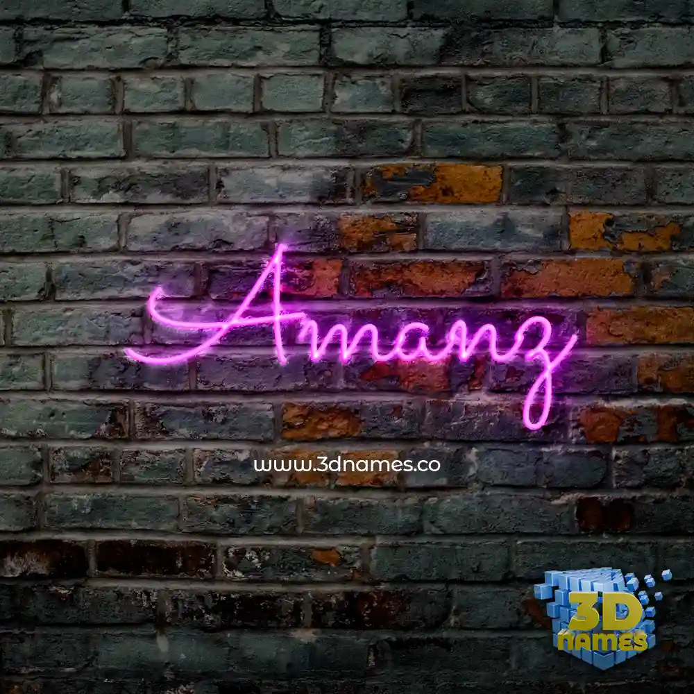 amanz in Pink Neon style - 3D name wallpaper