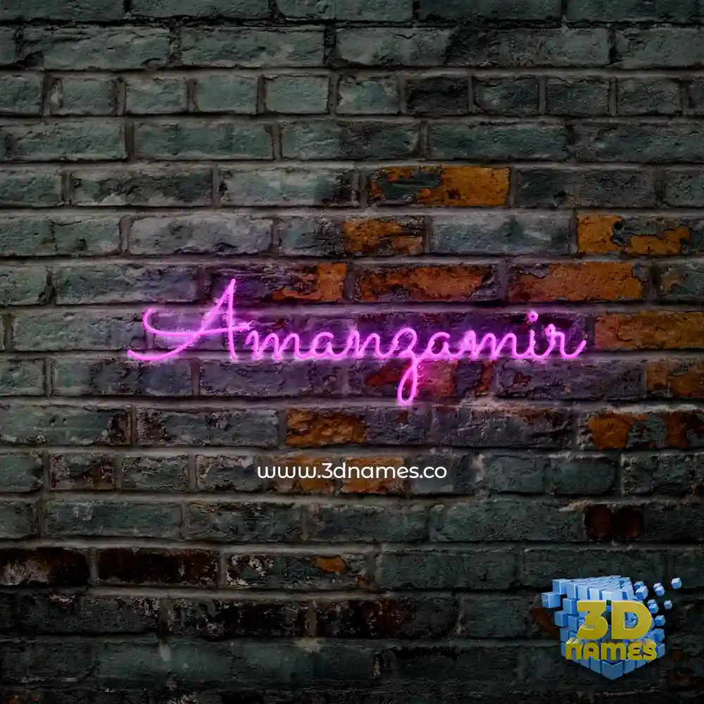 amanzamir in Pink Neon style - 3D name wallpaper