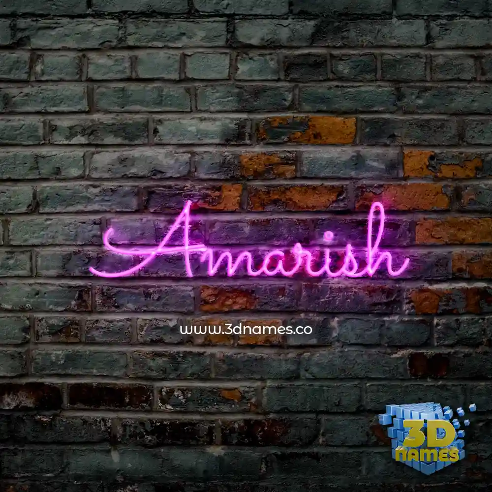 amarish in Pink Neon style - 3D name wallpaper