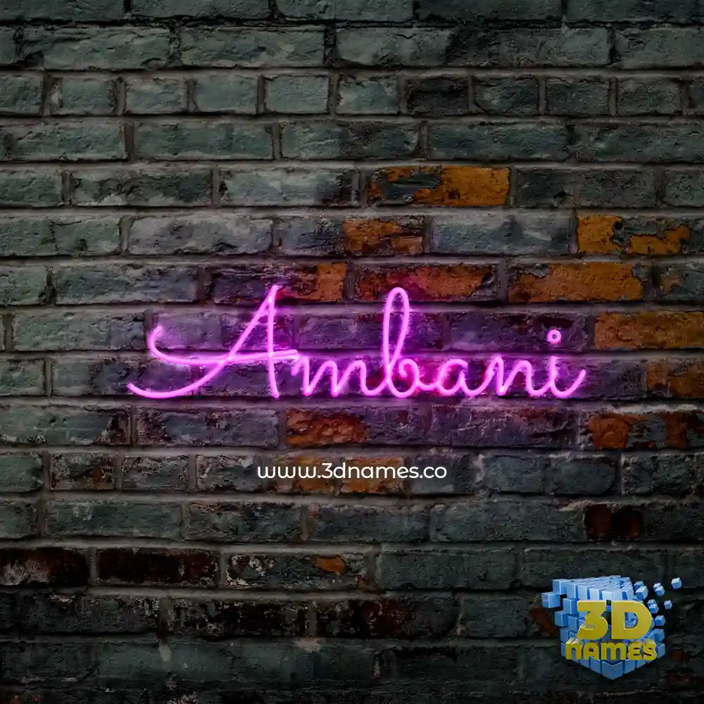 ambani in Pink Neon style - 3D name wallpaper