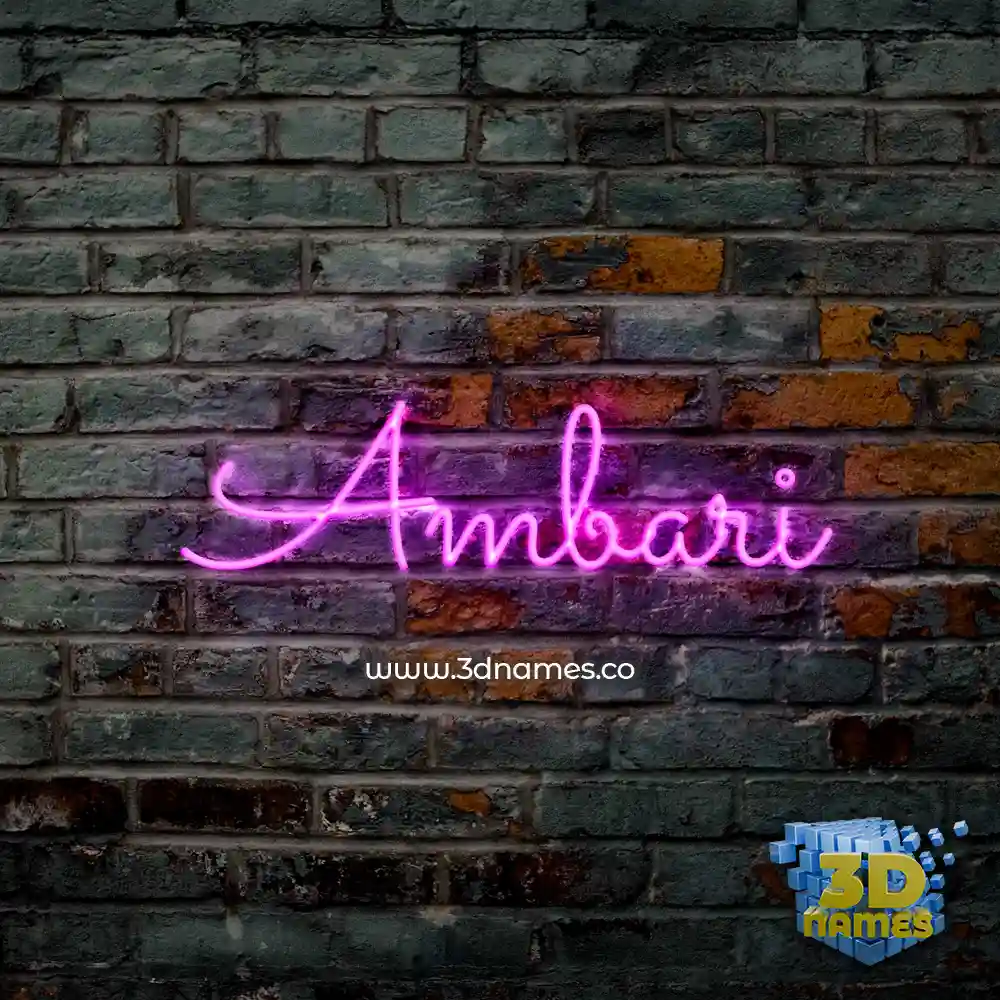 ambari in Pink Neon style - 3D name wallpaper