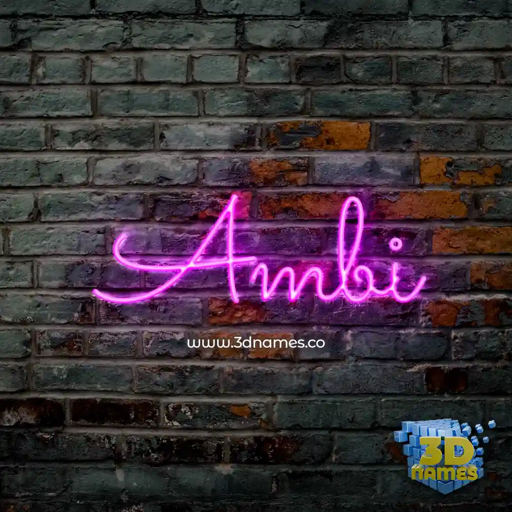 ambi in Pink Neon style - 3D name wallpaper