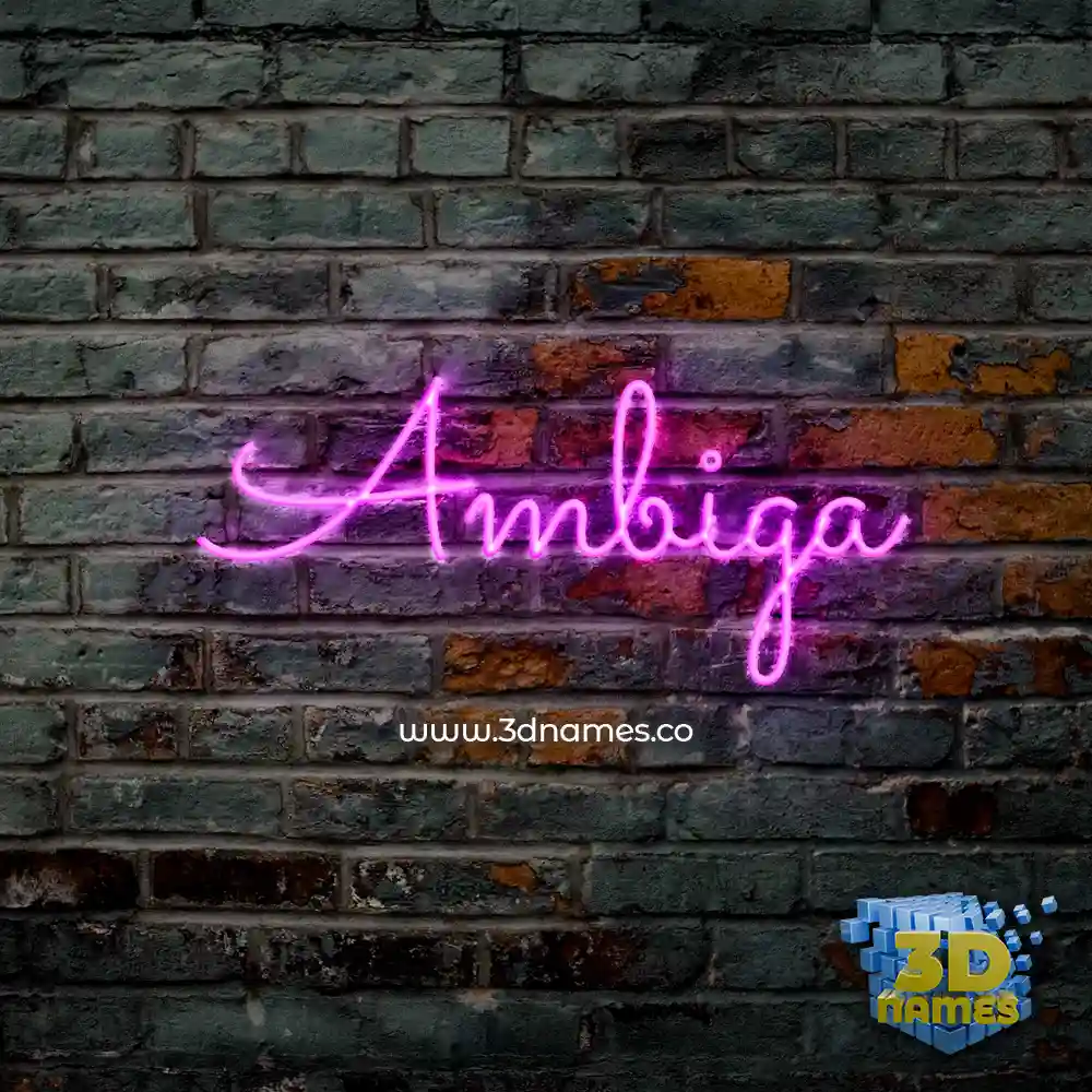 ambiga in Pink Neon style - 3D name wallpaper