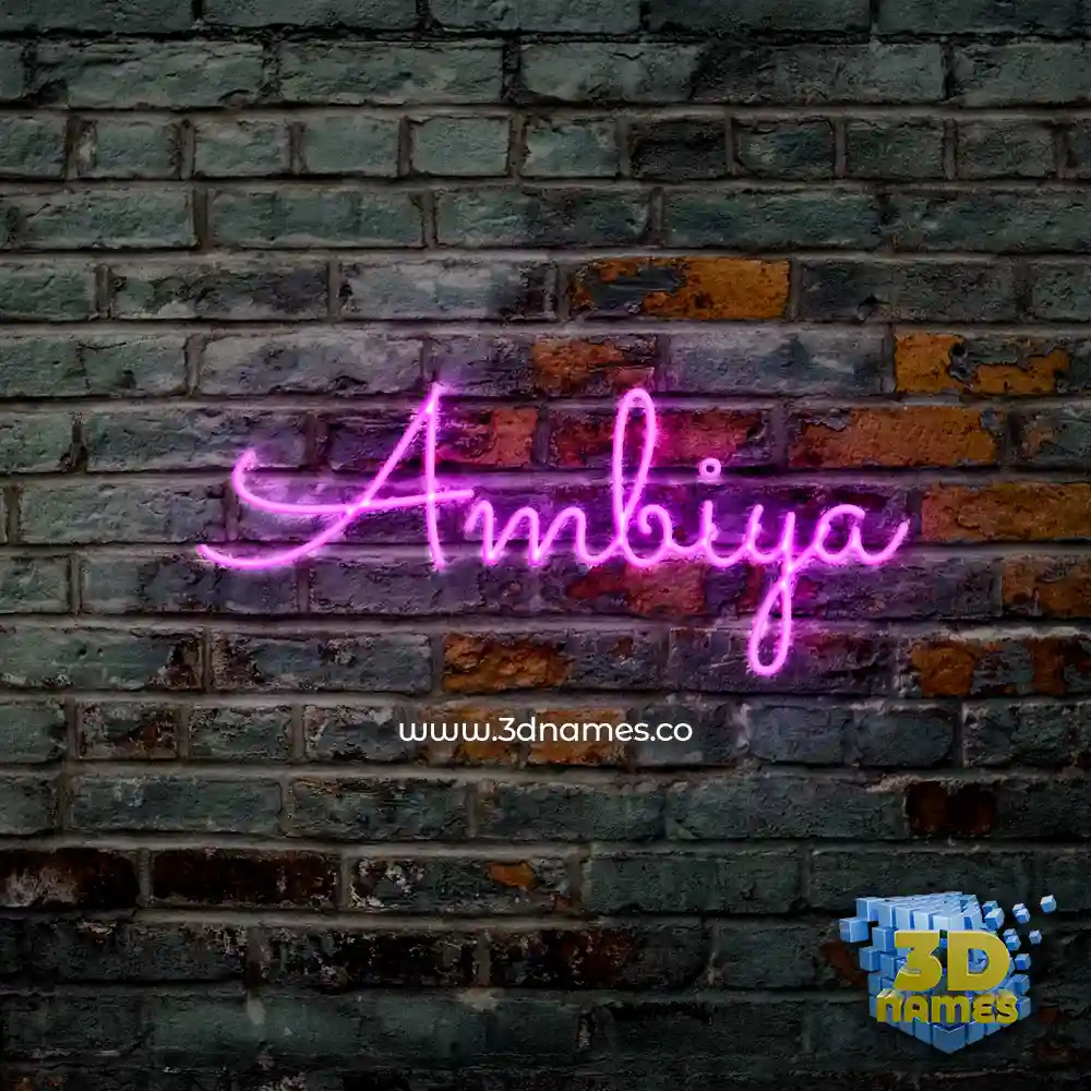 ambiya in Pink Neon style - 3D name wallpaper