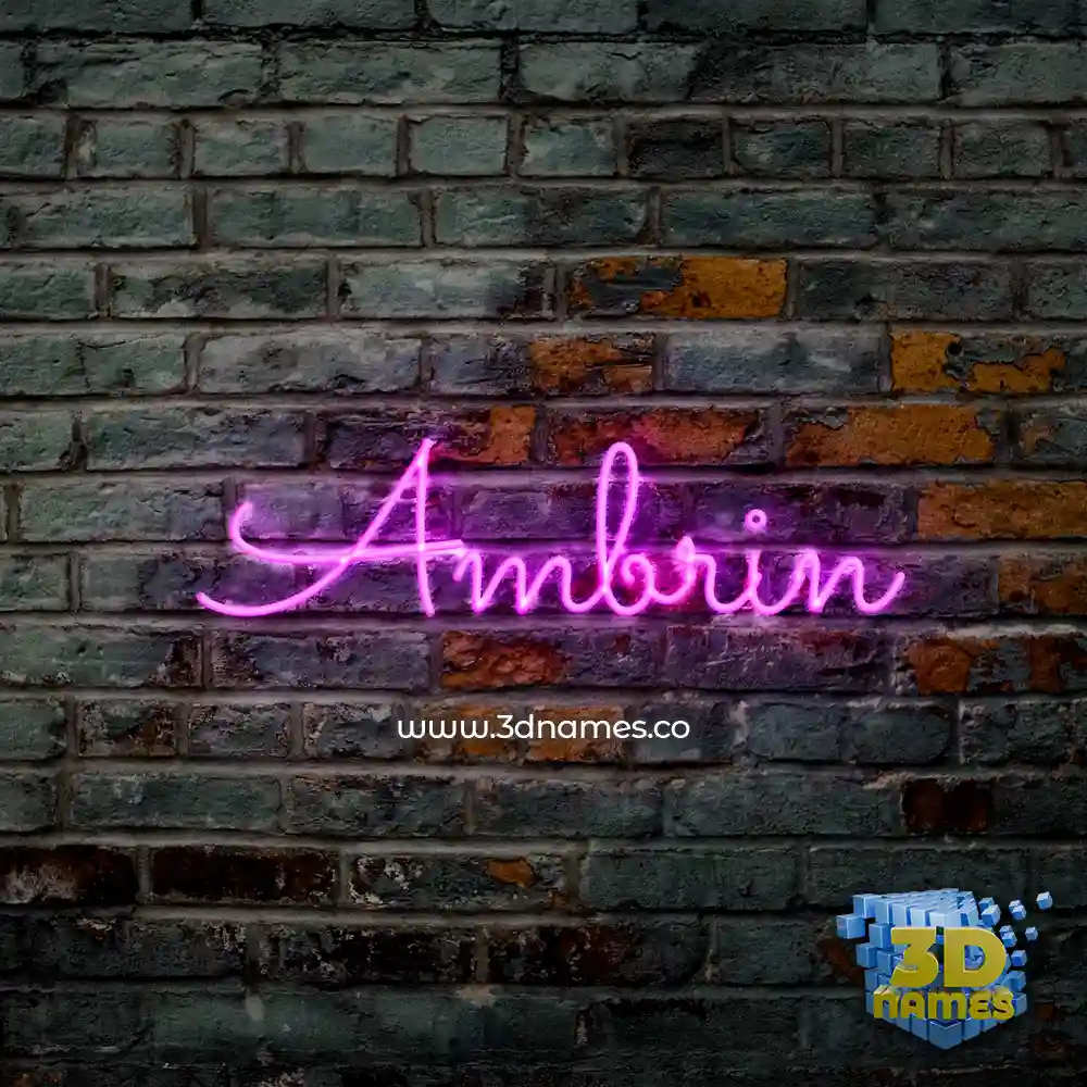ambrin in Pink Neon style - 3D name wallpaper