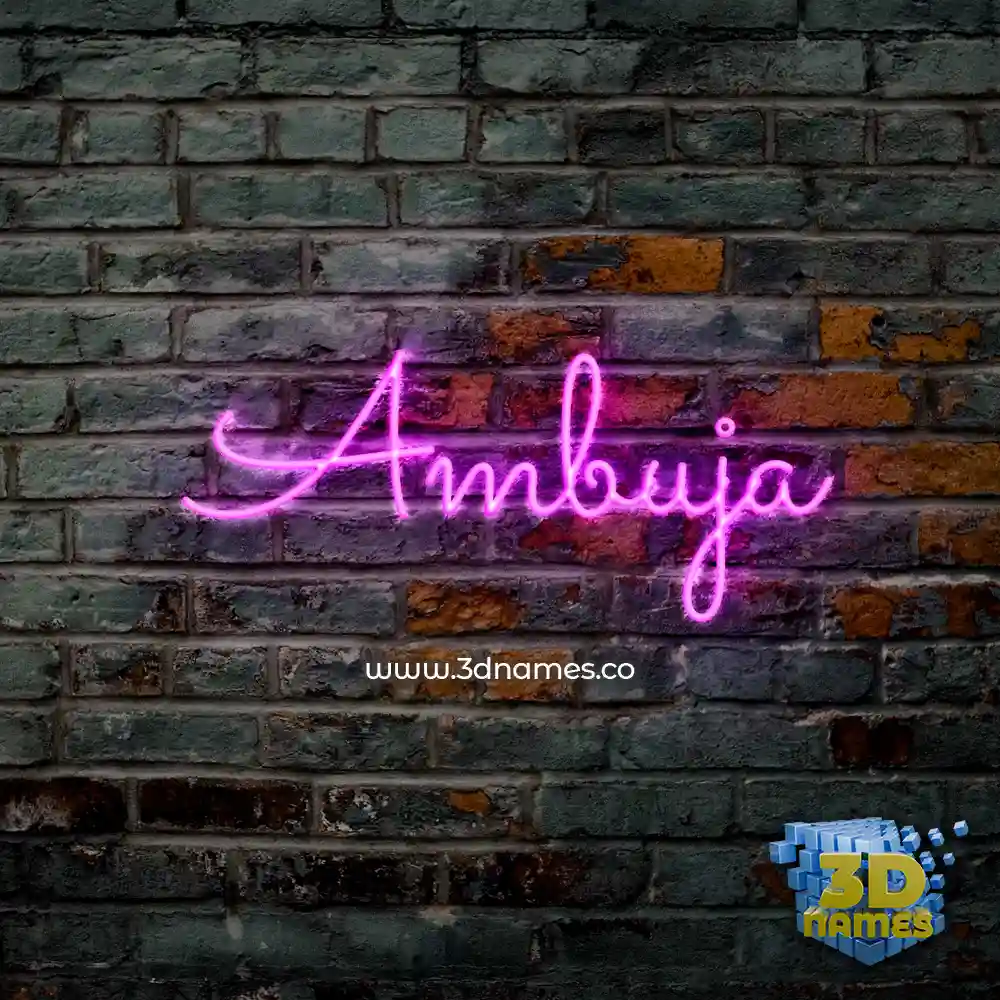 ambuja in Pink Neon style - 3D name wallpaper
