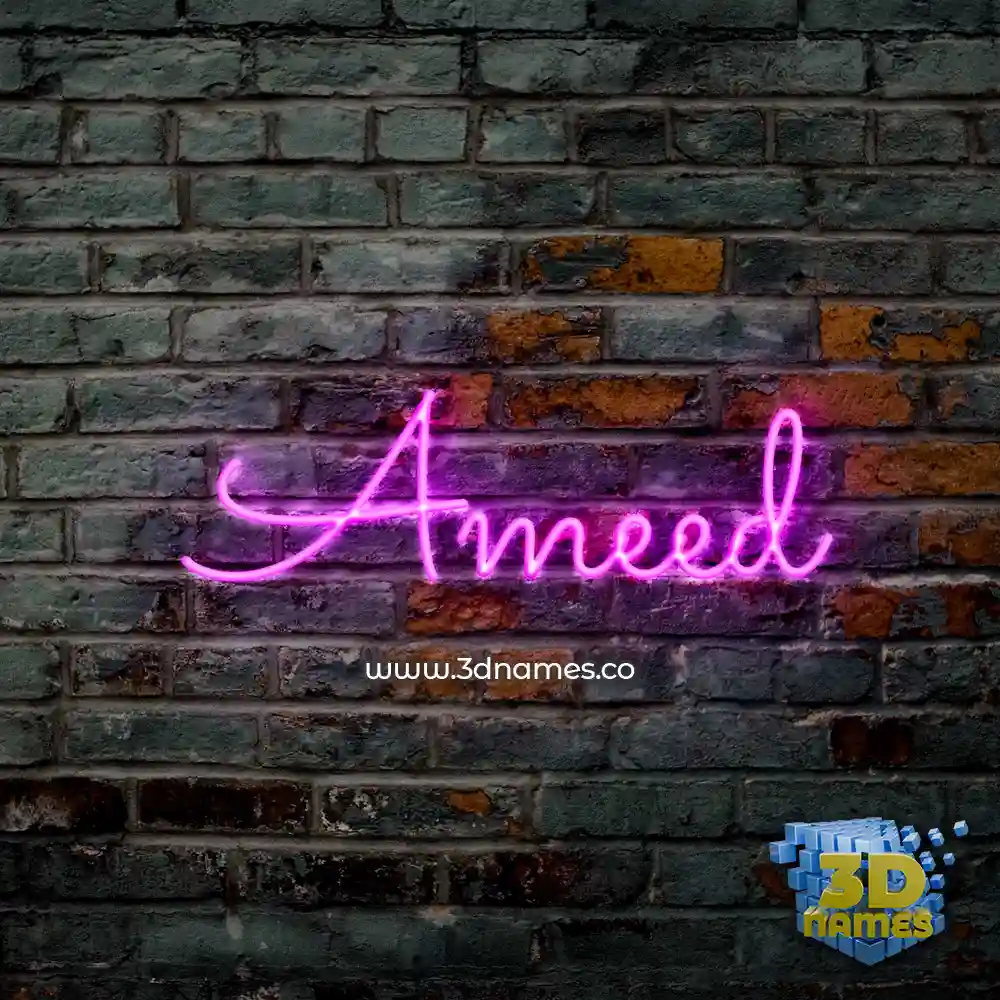 ameed in Pink Neon style - 3D name wallpaper