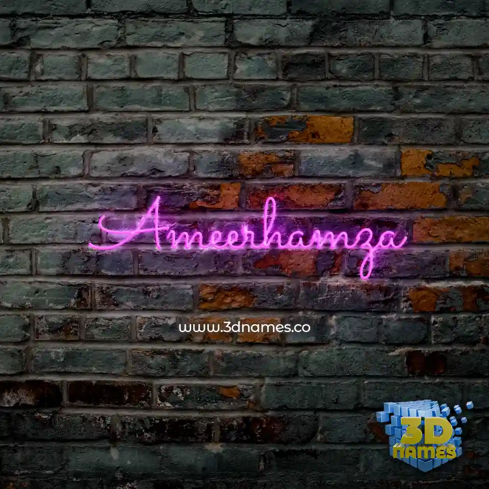 ameerhamza in Pink Neon style - 3D name wallpaper