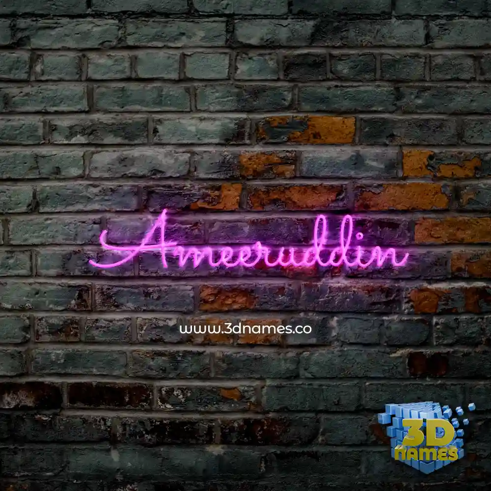 ameeruddin in Pink Neon style - 3D name wallpaper