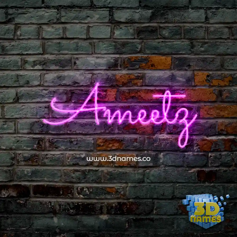 ameetz in Pink Neon style - 3D name wallpaper