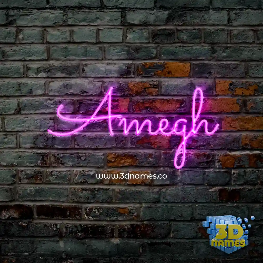 amegh in Pink Neon style - 3D name wallpaper