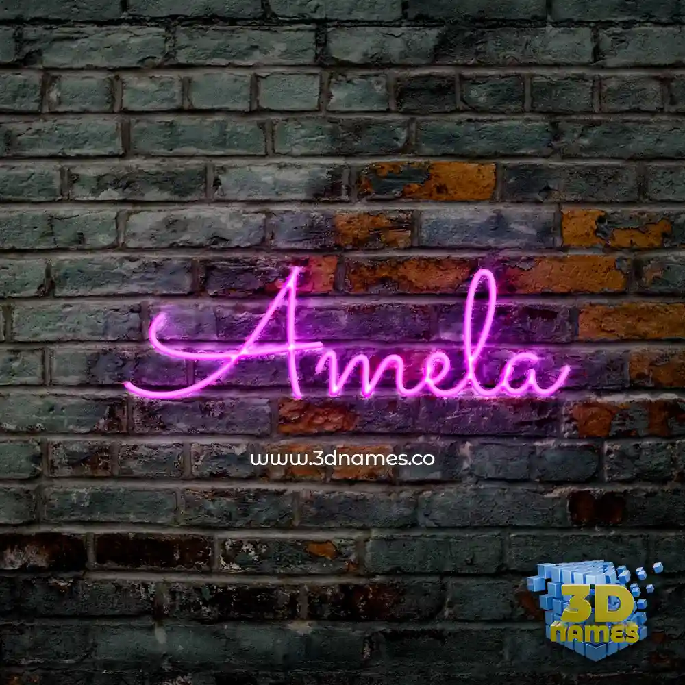 amela in Pink Neon style - 3D name wallpaper