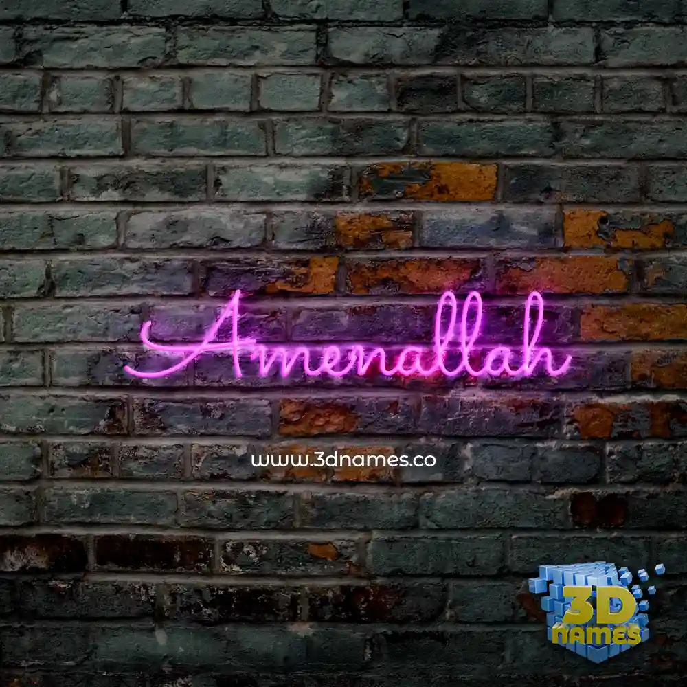 amenallah in Pink Neon style - 3D name wallpaper