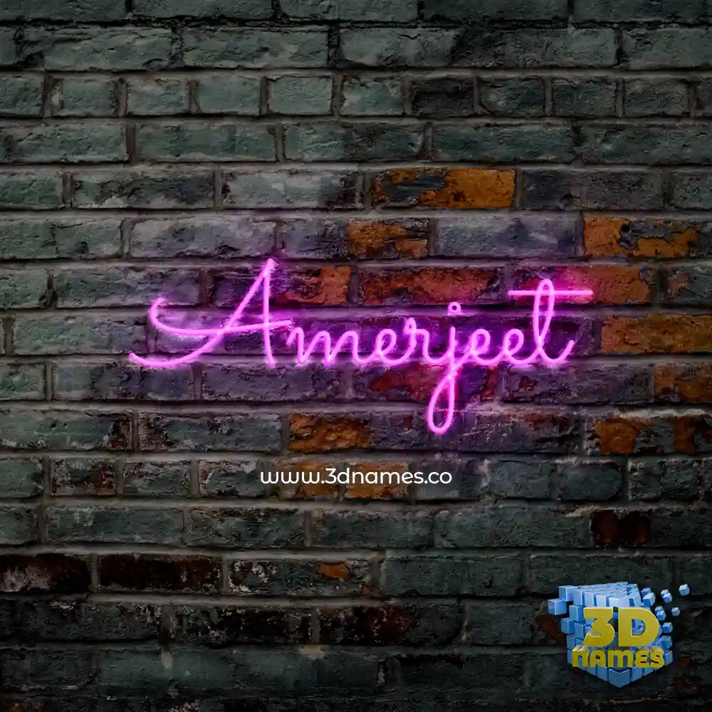 amerjeet in Pink Neon style - 3D name wallpaper