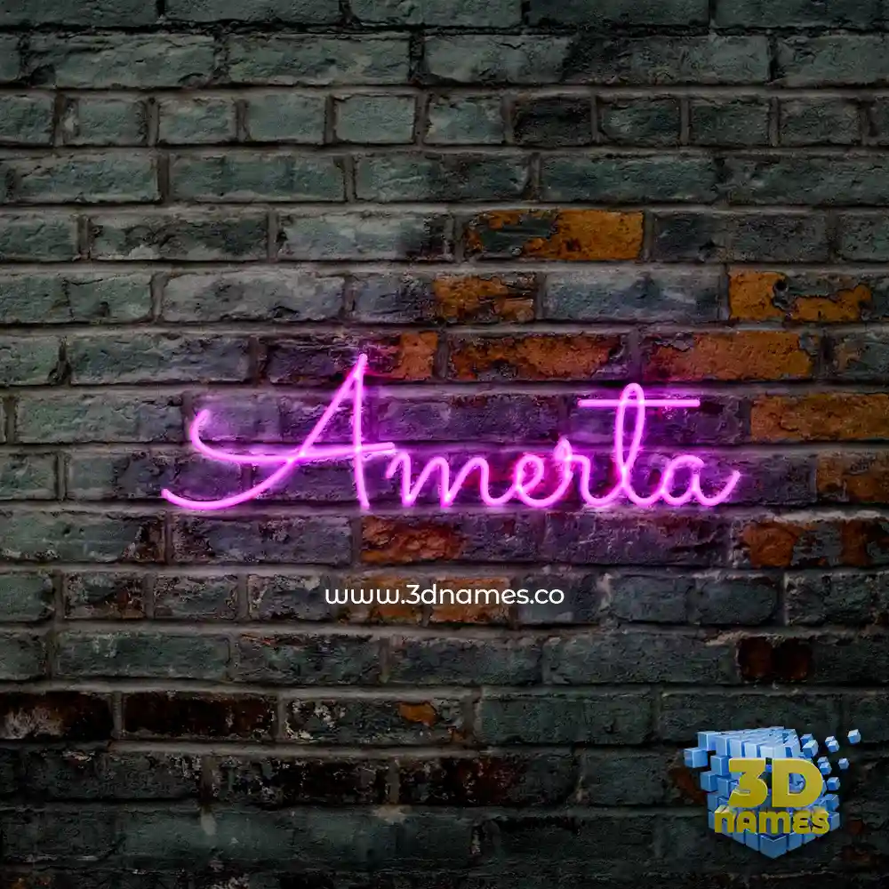 amerta in Pink Neon style - 3D name wallpaper