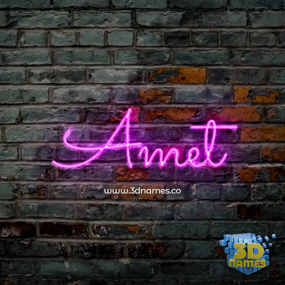 amet in Pink Neon style - 3D name wallpaper