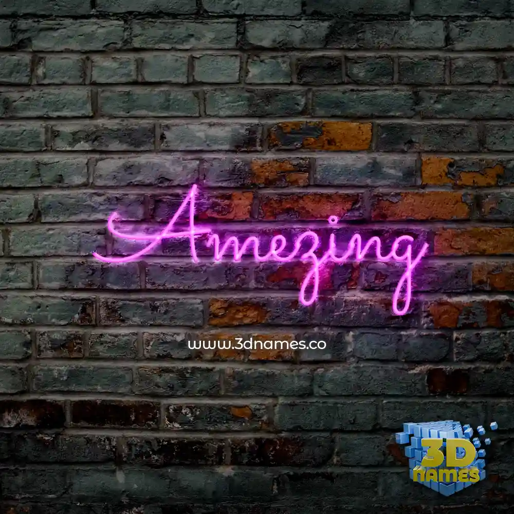 amezing in Pink Neon style - 3D name wallpaper