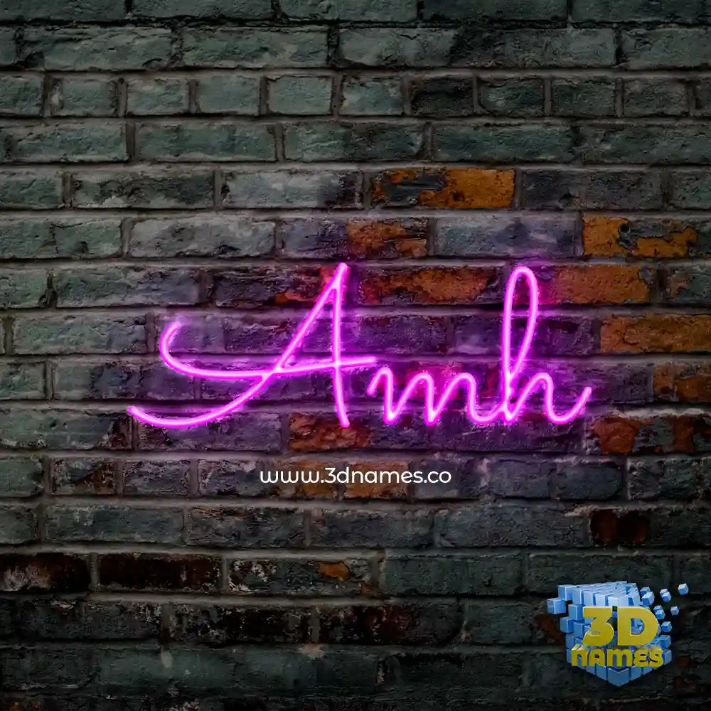 amh in Pink Neon style - 3D name wallpaper