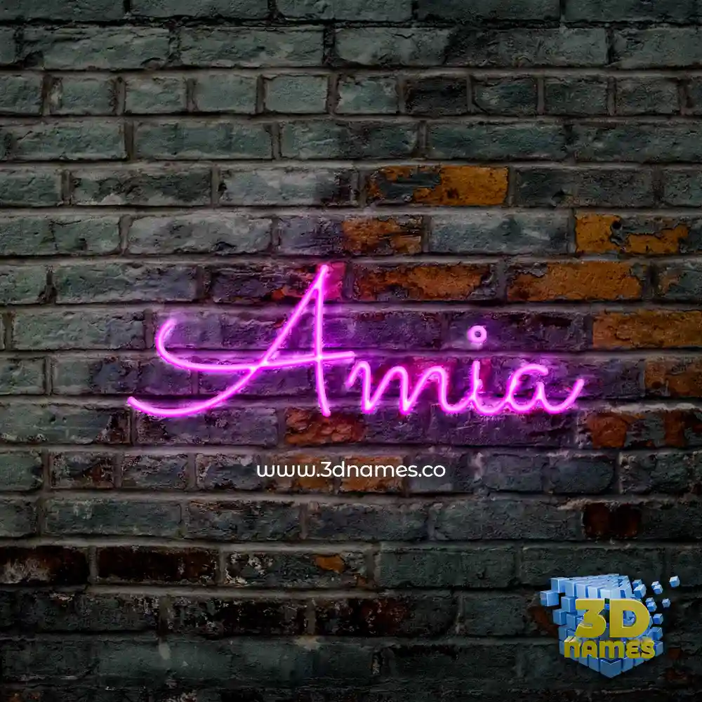 amia in Pink Neon style - 3D name wallpaper