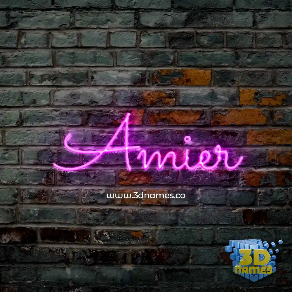 amier in Pink Neon style - 3D name wallpaper