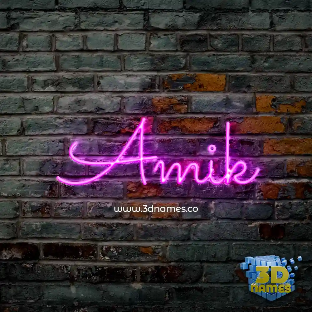 amik in Pink Neon style - 3D name wallpaper