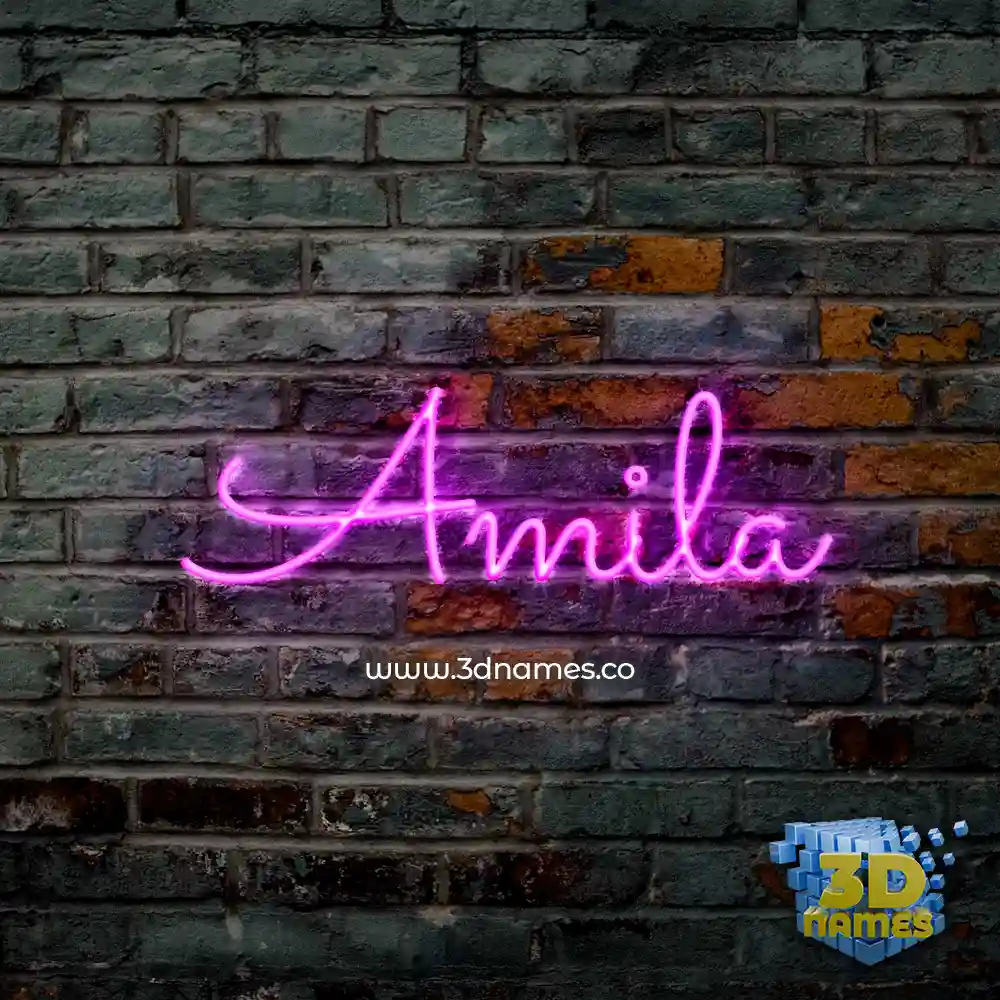 amila in Pink Neon style - 3D name wallpaper