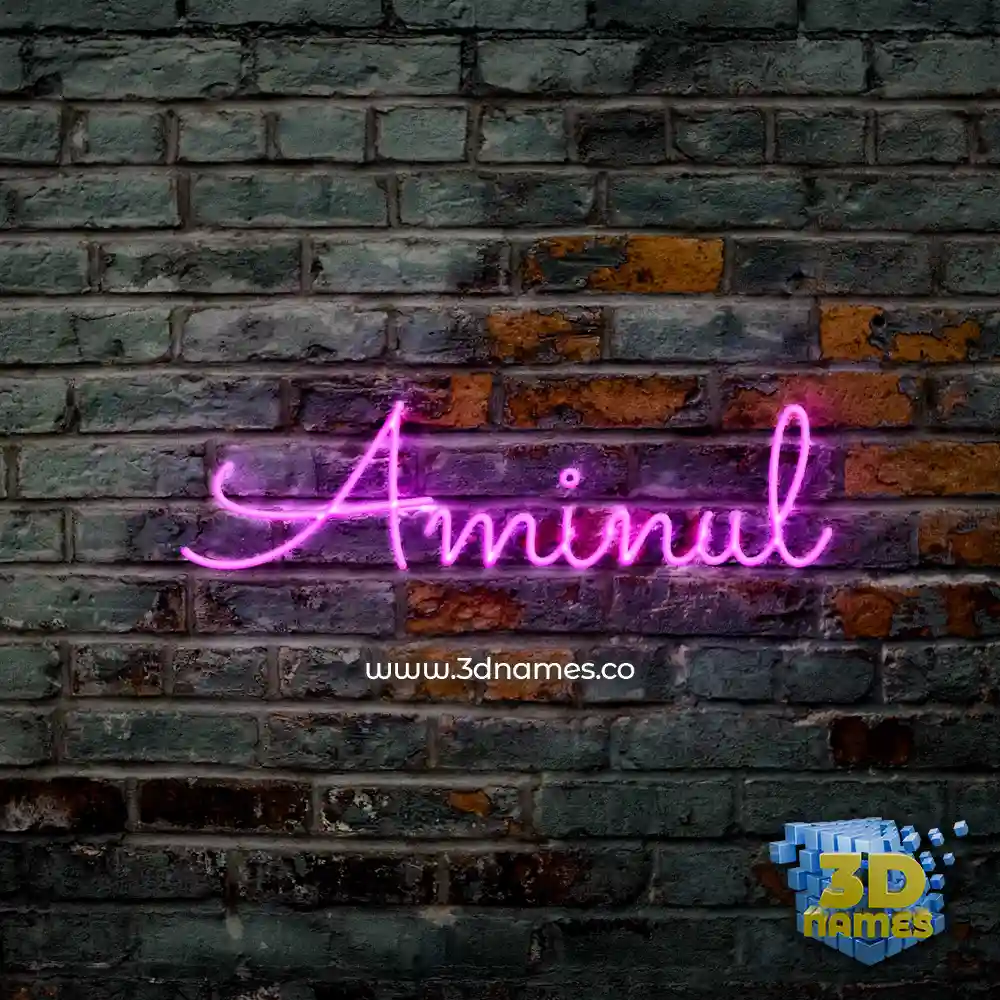 aminul in Pink Neon style - 3D name wallpaper
