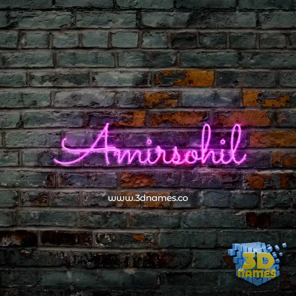 amirsohil in Pink Neon style - 3D name wallpaper