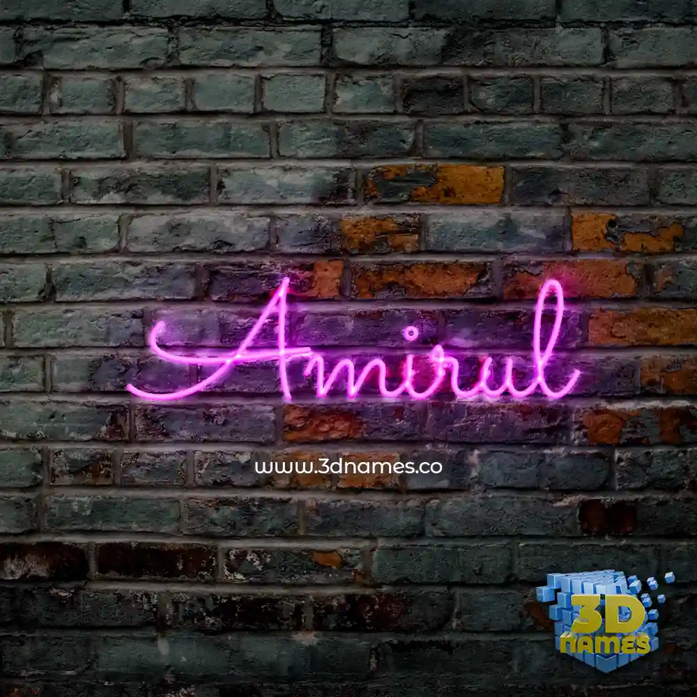 amirul in Pink Neon style - 3D name wallpaper