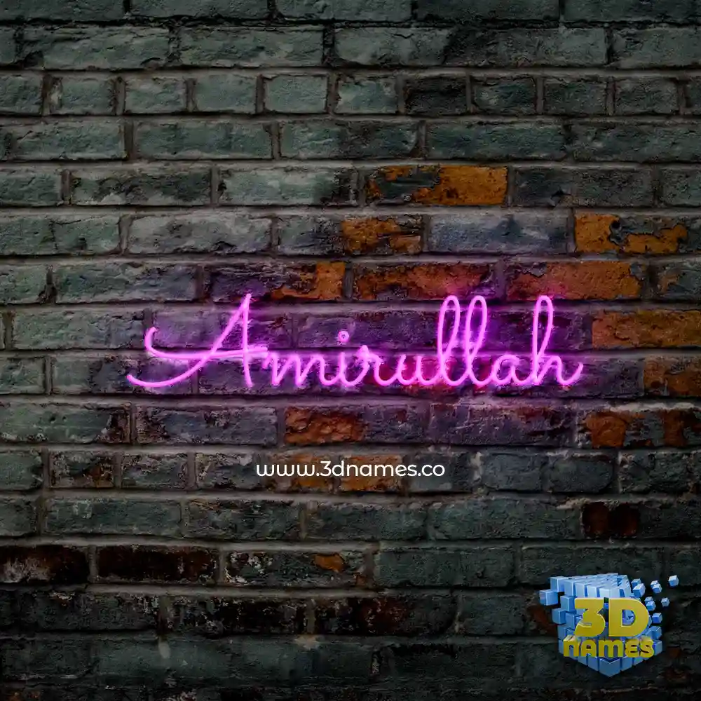 amirullah in Pink Neon style - 3D name wallpaper