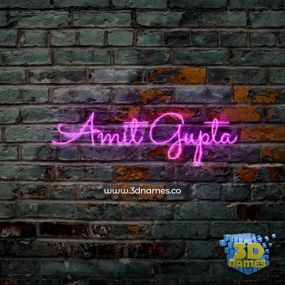amit gupta in Pink Neon style - 3D name wallpaper