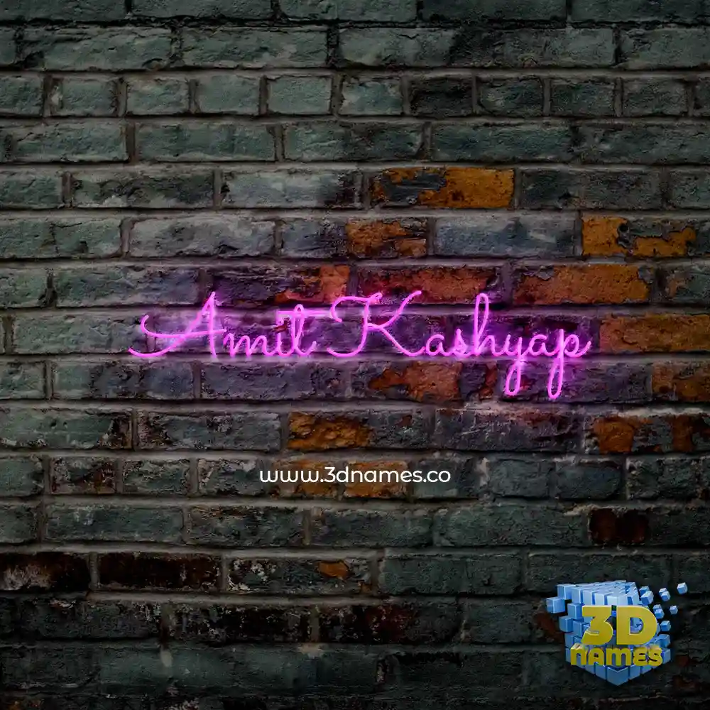 amit kashyap in Pink Neon style - 3D name wallpaper