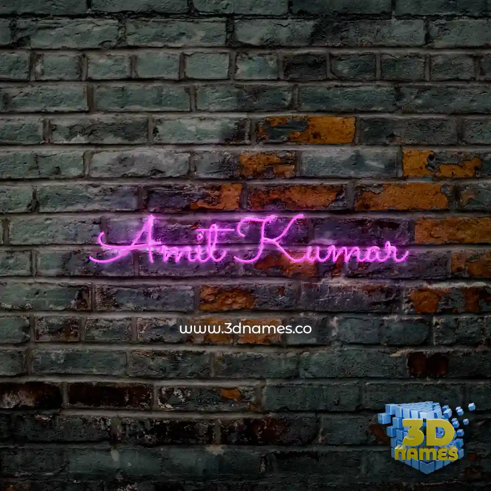 amit kumar in Pink Neon style - 3D name wallpaper