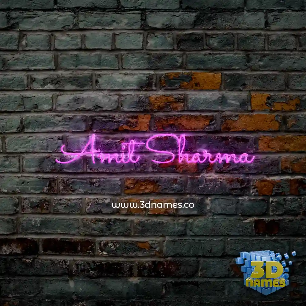 amit sharma in Pink Neon style - 3D name wallpaper