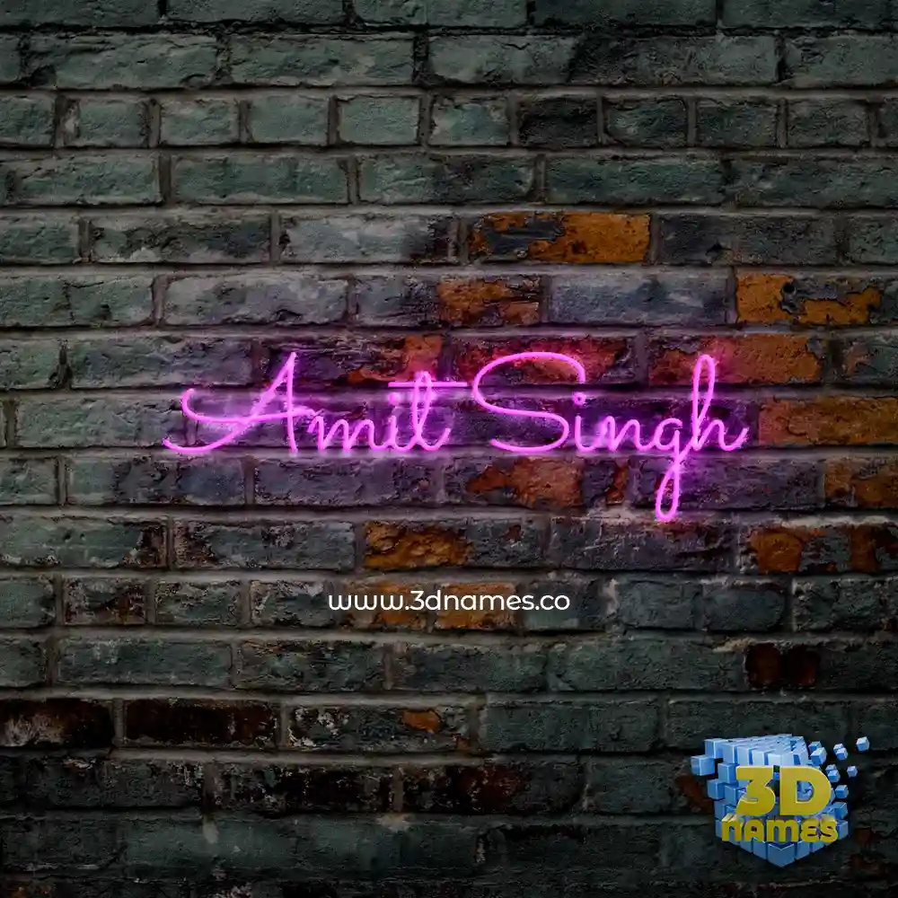 amit singh in Pink Neon style - 3D name wallpaper