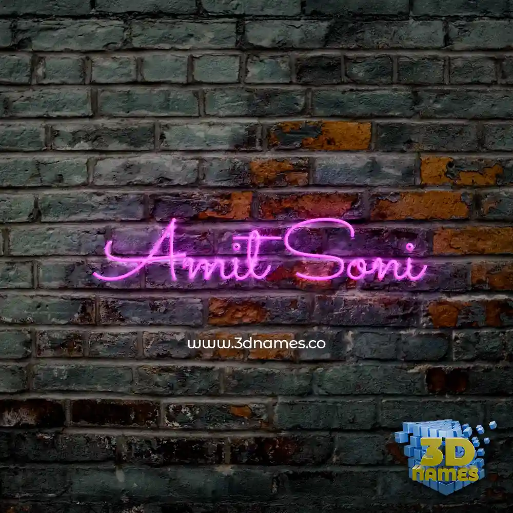 amit soni in Pink Neon style - 3D name wallpaper